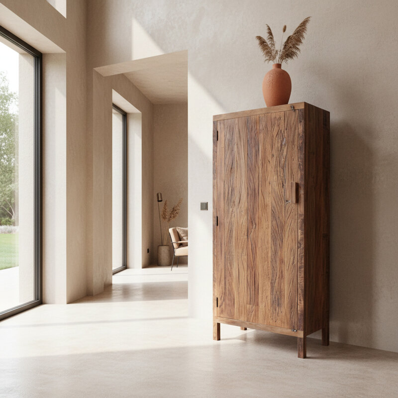 Raw Materials-collectie Farmwood 1-deurs kast - FSC-gerecycled hout - 80x40x180 cm