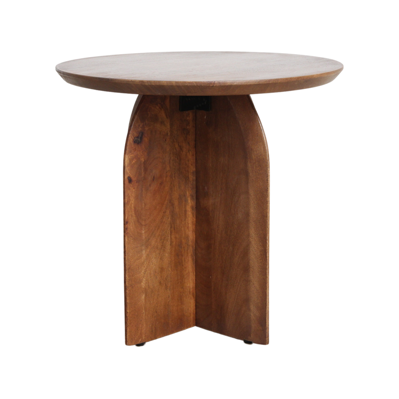 Raw Materials-collectie Bullnose mangohouten bijzettafel cross Ø 50 cm