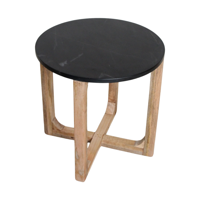 Raw Materials-collectie Marmeren bijzettafel rond - zwart