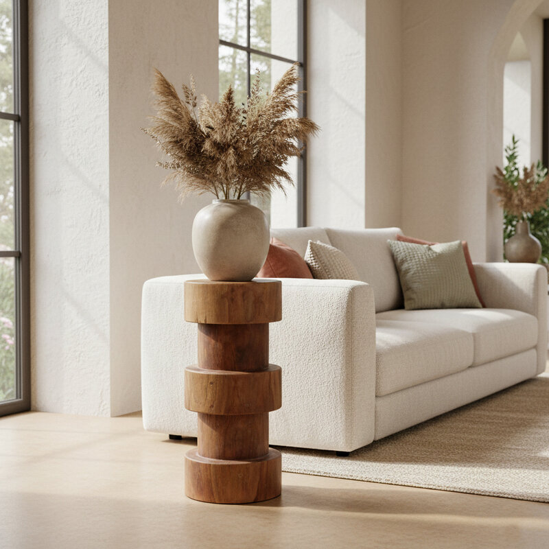 Raw Materials-collectie Forma teakhouten barkruk Totoma naturel