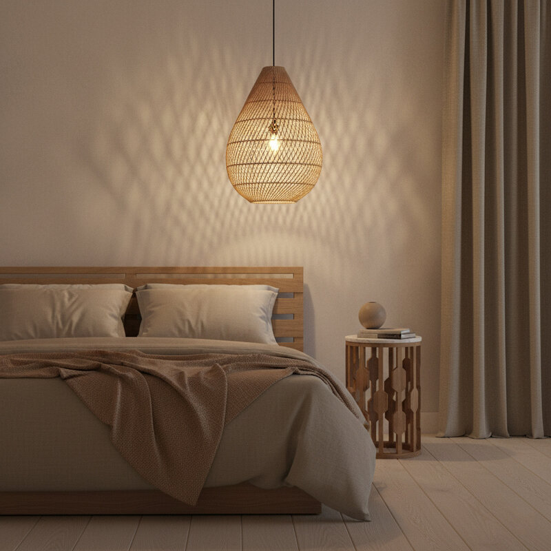 Raw Materials-collectie Maze druppel rotan hanglamp naturel -Ø 45x65 cm