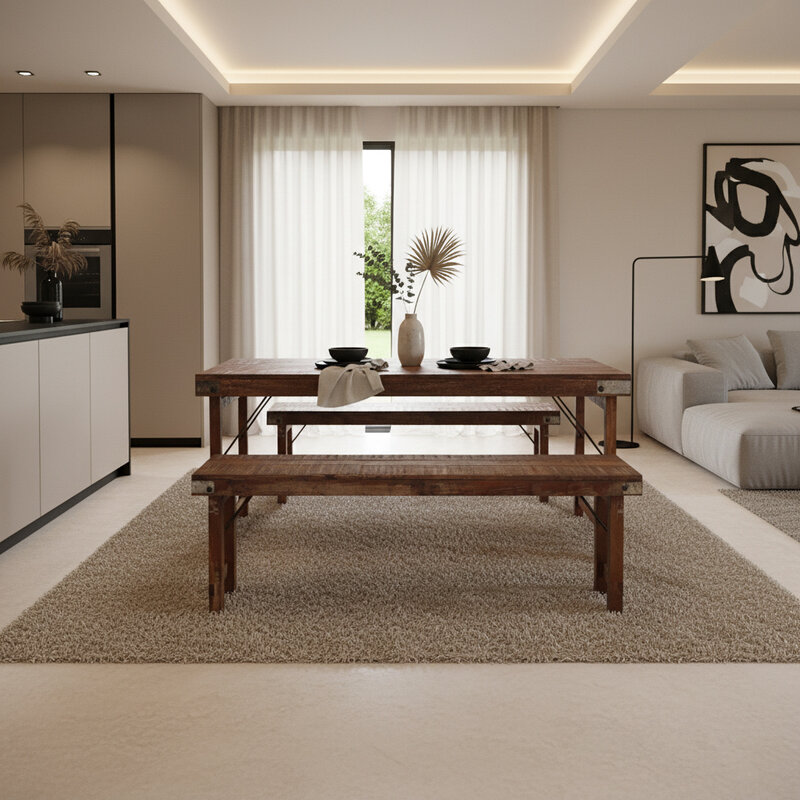 Raw Materials-collectie Inklapbare eetkamerbank - FSC-gerecycled hout -160 cm