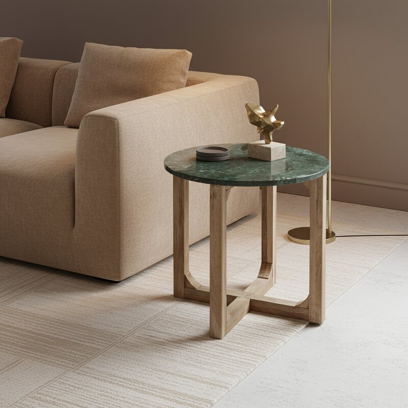 Raw Materials-collectie Marmeren bijzettafel rond - groen