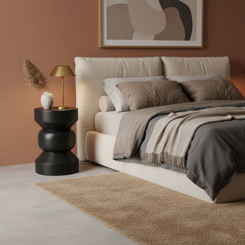 Raw Materials-collectie Forma teakhouten bijzettafel Ritari zwart