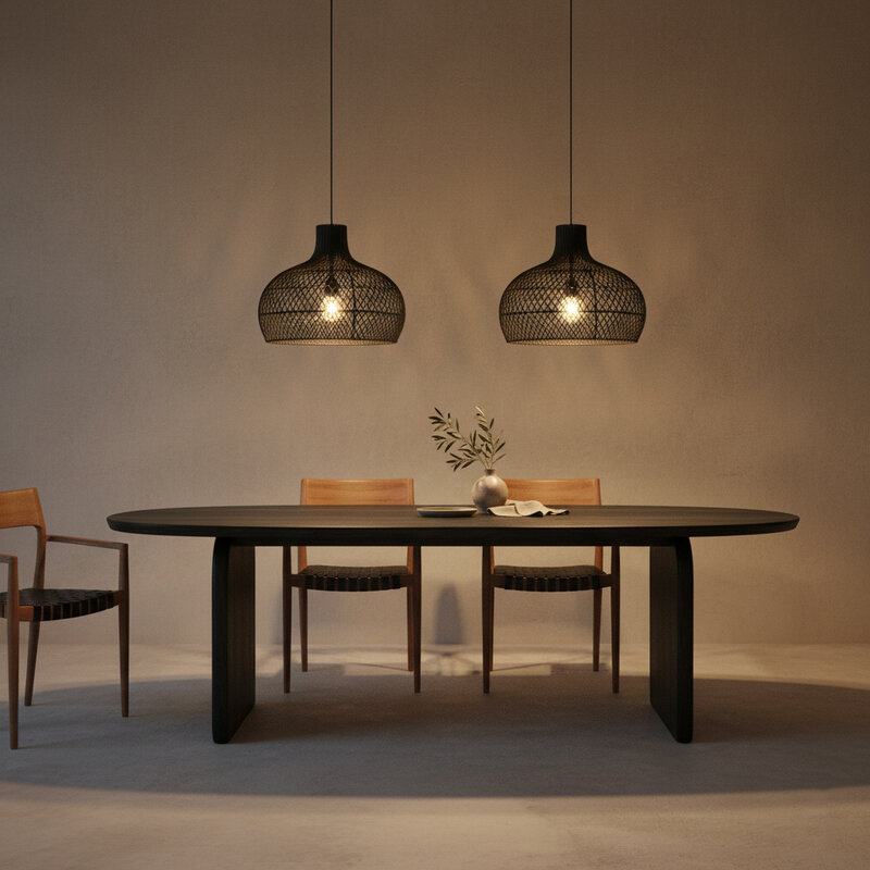 Raw Materials-collectie Maze rotan hanglamp zwart - Ø 42x36 cm