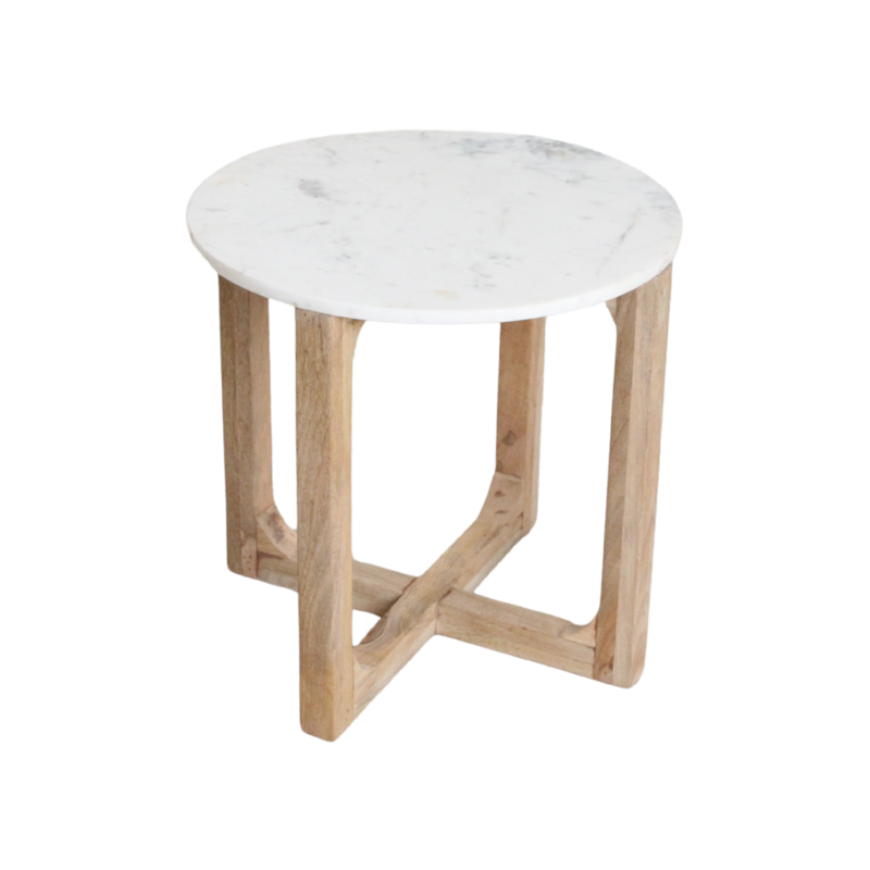 Raw Materials-collectie Marmeren bijzettafel rond - wit
