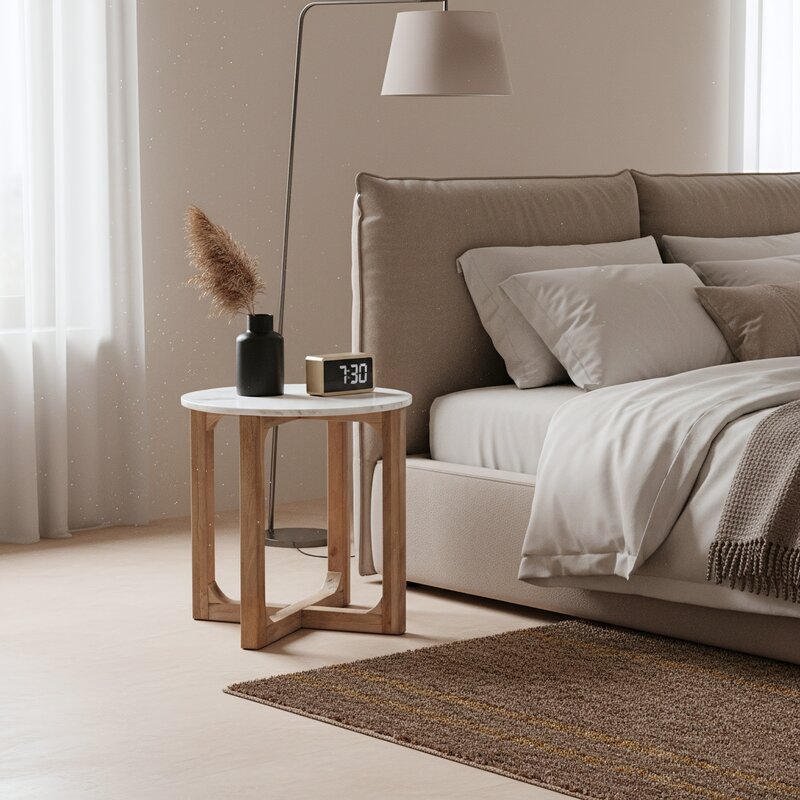 Raw Materials-collectie Marmeren bijzettafel rond - wit