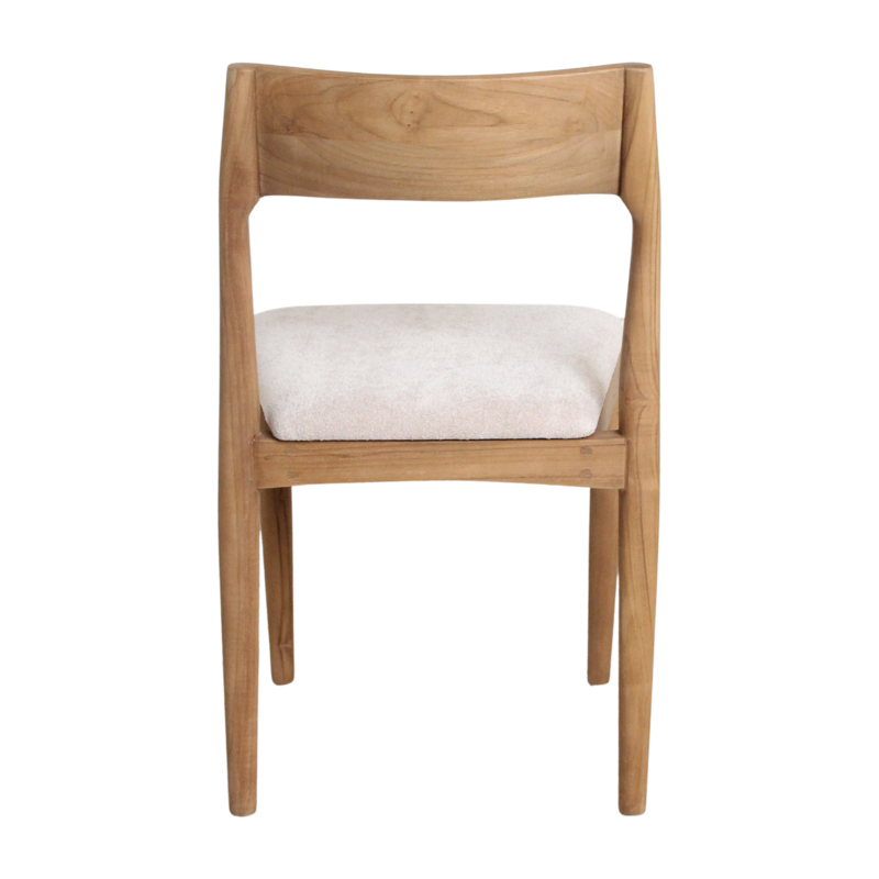 Raw Materials-collectie Freya teakhouten eetkamerstoel créme