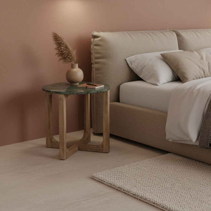 Raw Materials-collectie Marmeren bijzettafel rond - groen