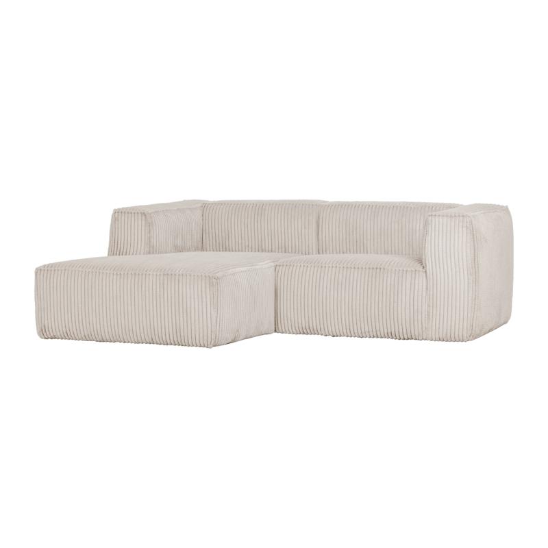 WOOOD-collectie BEAN CHAISE LONGUE BANK LINKS RIBSTOF NATUREL
