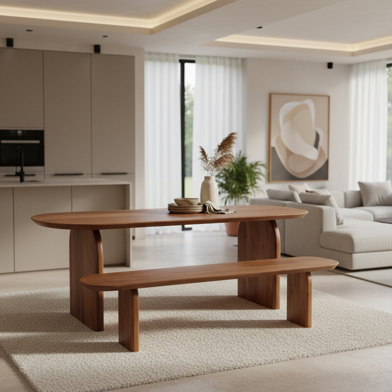 Raw Materials-collectie Bullnose eetkamerbank - 200 cm