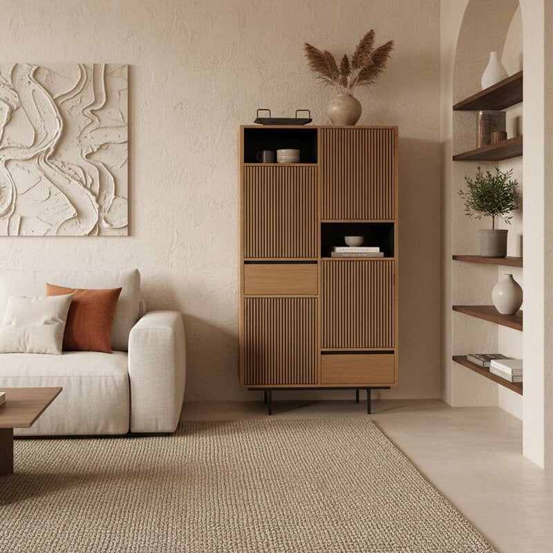 Raw Materials-collectie Rhythm teakhouten kast - 90x45x172 cm