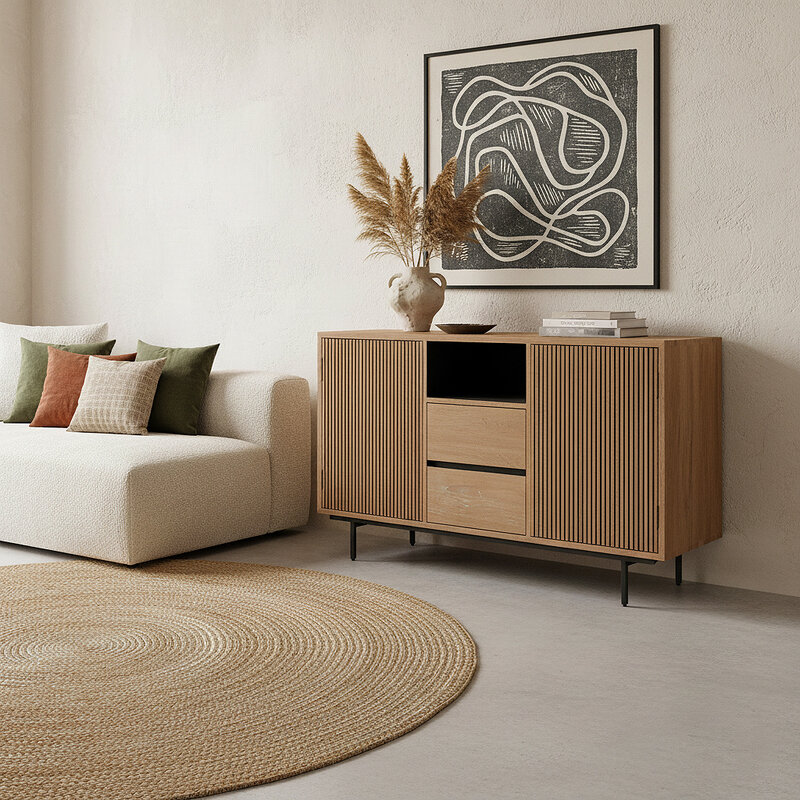 Raw Materials-collectie Rhythm teakhouten dressoir - 140x45x85 cm