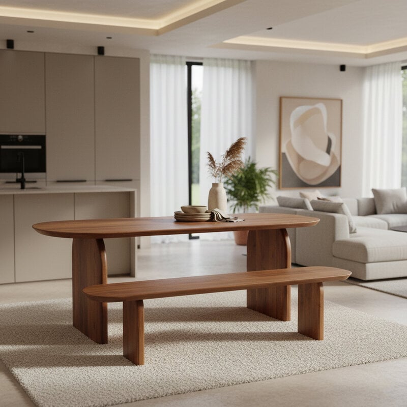 Raw Materials-collectie Bullnose eetkamerbank - 200 cm