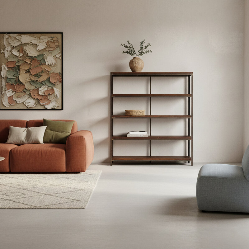 Raw Materials-collectie Factory ijzeren rek met FSC houten planken