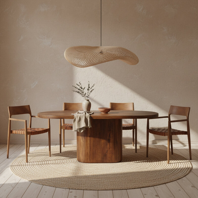 Raw Materials-collectie Wave  rotan hanglamp XL - Ø90x22 cm