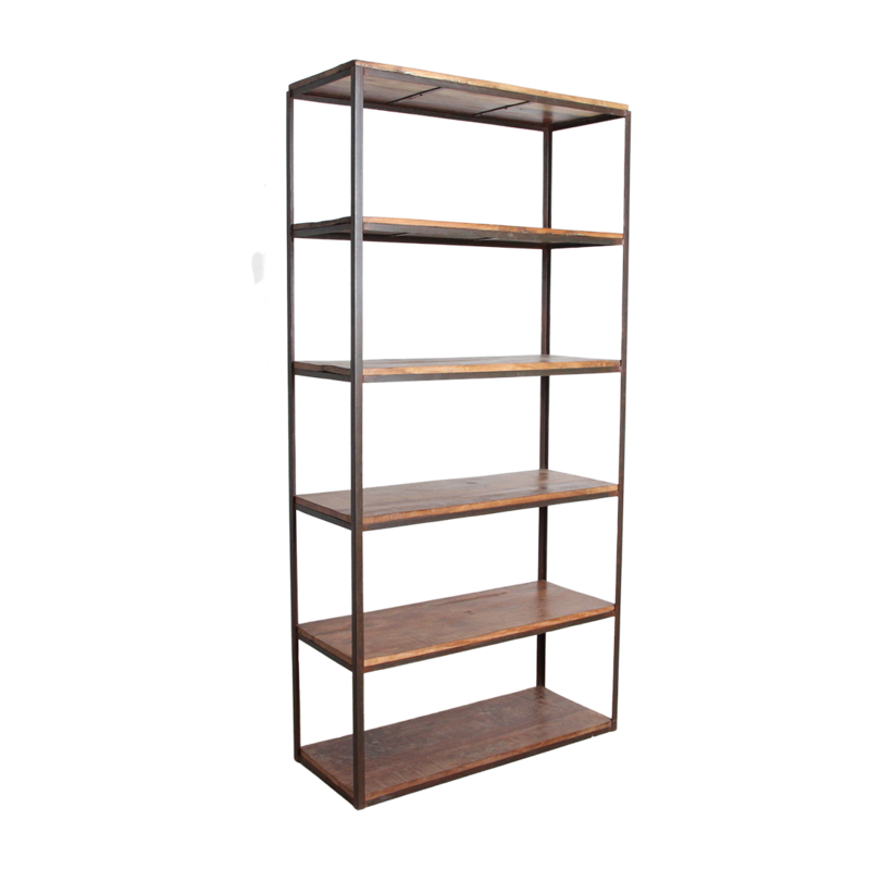 Raw Materials-collectie Factory hoge ijzeren rek met FSC houten planken