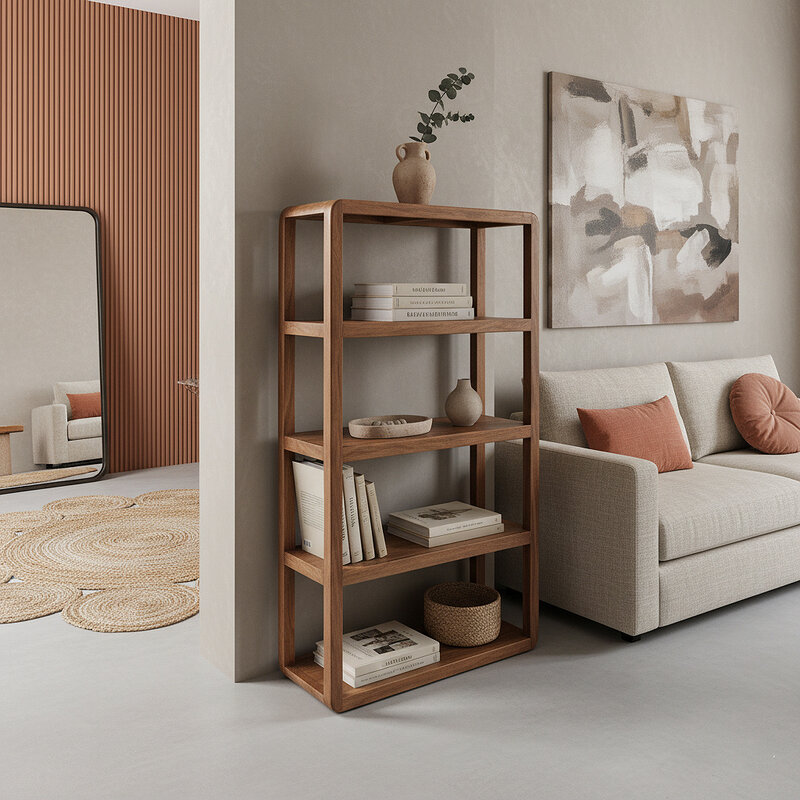 Raw Materials-collectie Bullnose mangohouten rek - 100x38x177 cm