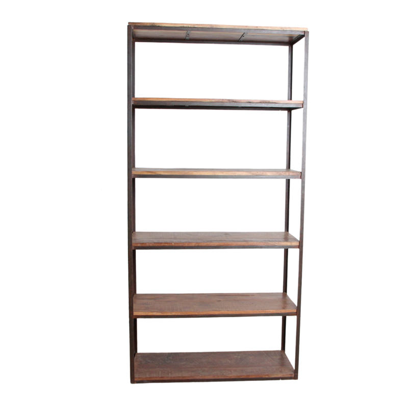 Raw Materials-collectie Factory hoge ijzeren rek met FSC houten planken