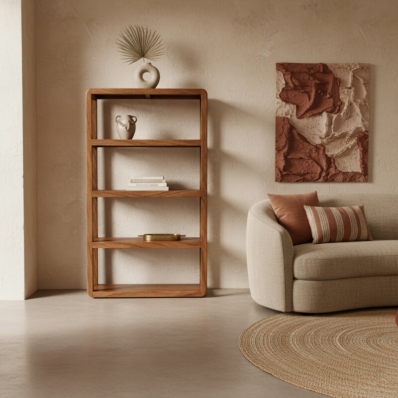 Raw Materials-collectie Bullnose mangohouten rek - 100x38x177 cm