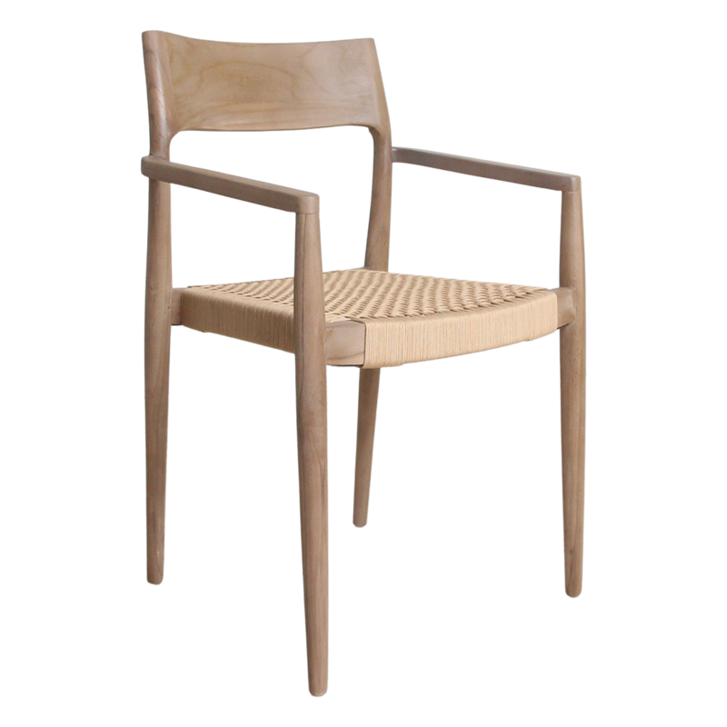 Raw Materials-collectie Freya licht teakhouten tuinstoel met armleuning - Naturel (set of 2)