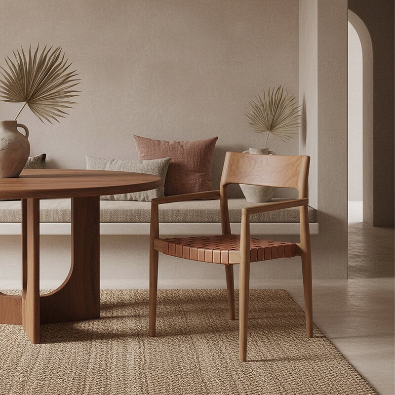 Raw Materials-collectie Freya teak eetkamerstoel met armleuning - Naturel (set of 2)