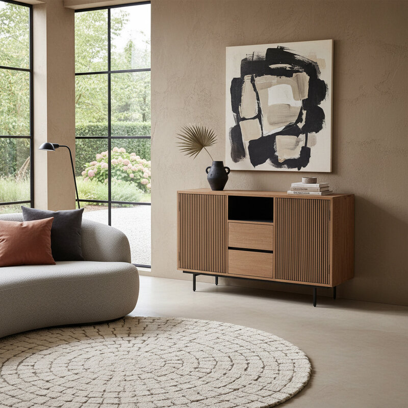 Raw Materials-collectie Rhythm teakhouten dressoir - 140x45x85 cm