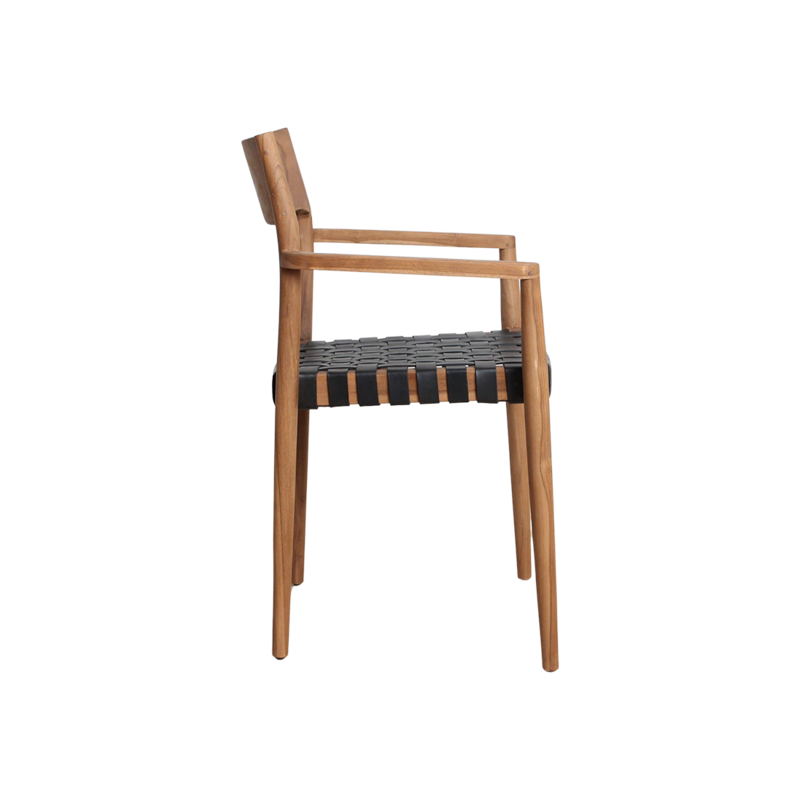 Raw Materials-collectie Freya teak eetkamerstoel met armleuning - Zwart (set of 2)