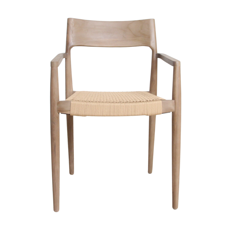 Raw Materials-collectie Freya licht teakhouten tuinstoel met armleuning - Naturel (set of 2)