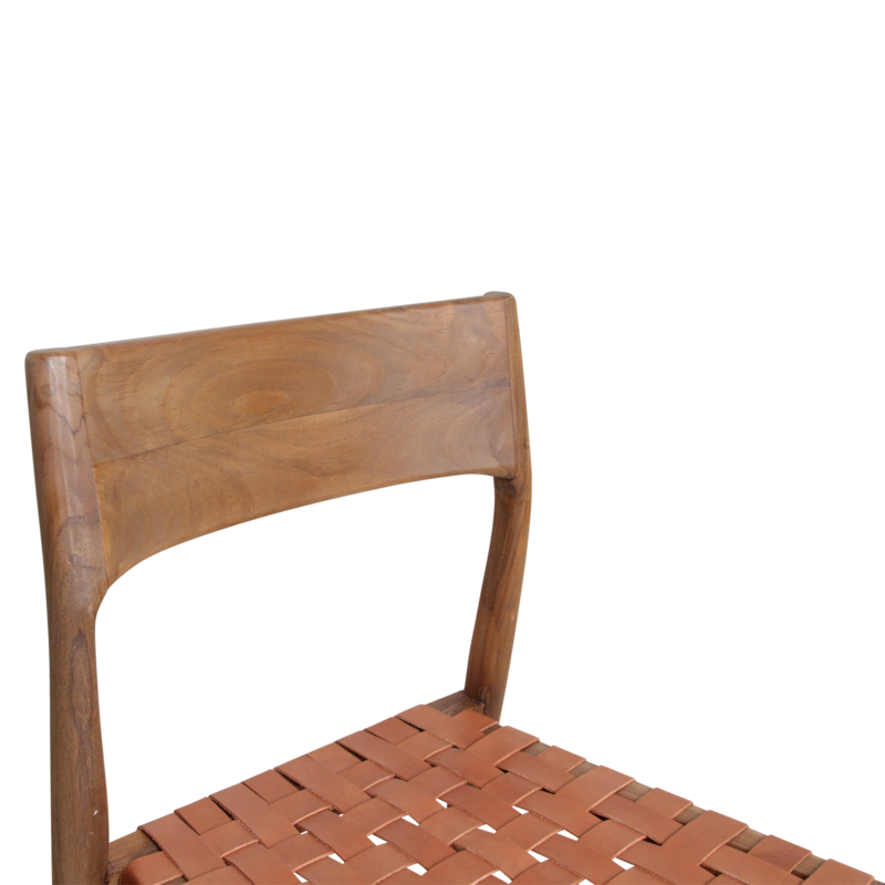 Raw Materials-collectie Freya teak eetkamerstoel met leer - Naturel (set of 2)