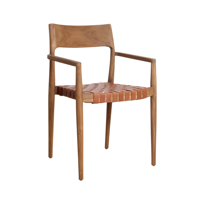 Raw Materials-collectie Freya teak eetkamerstoel met armleuning - Naturel (set of 2)