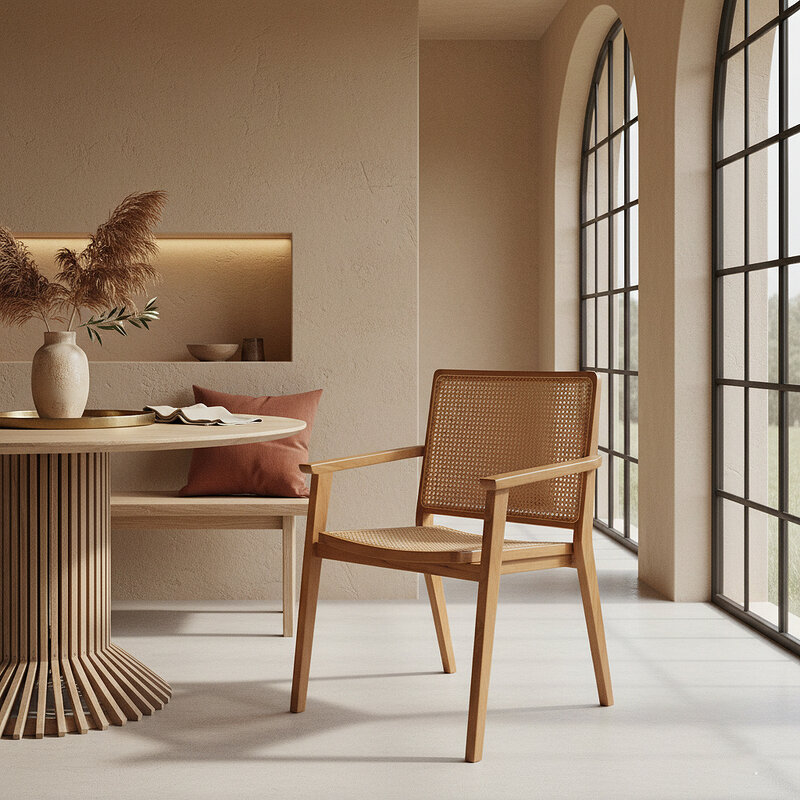 Raw Materials-collectie Nova teak eetkamerstoel met armleuning (set of 2)