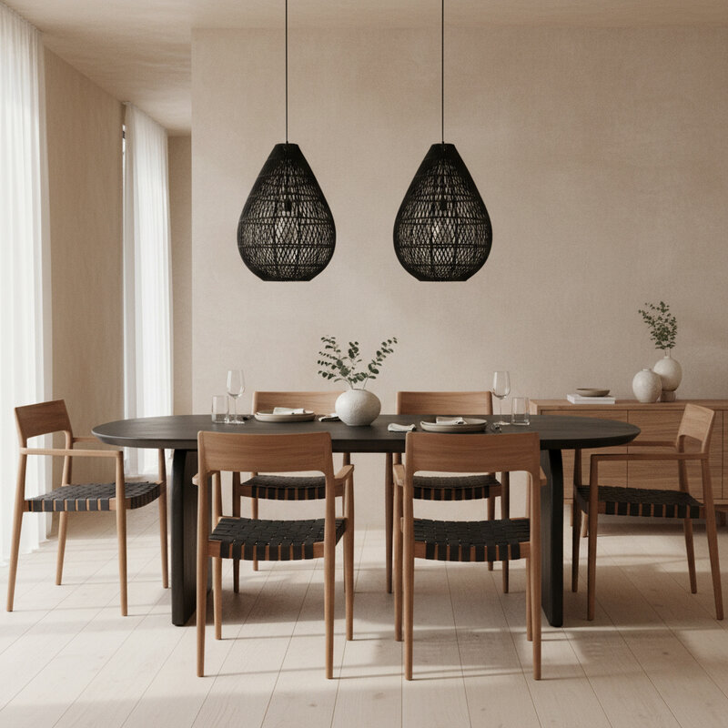 Raw Materials-collectie Freya teak eetkamerstoel met armleuning - Zwart (set of 2)