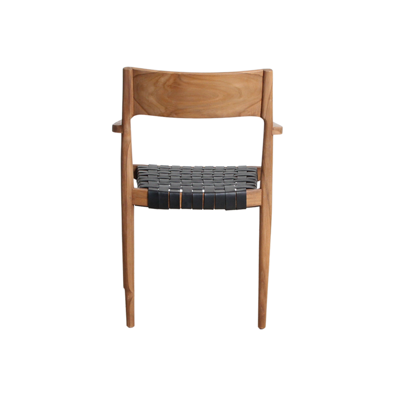 Raw Materials-collectie Freya teak eetkamerstoel met armleuning - Zwart (set of 2)