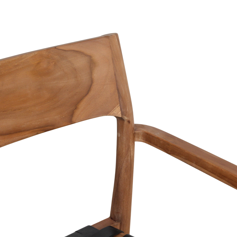 Raw Materials-collectie Freya teak eetkamerstoel met armleuning - Zwart (set of 2)