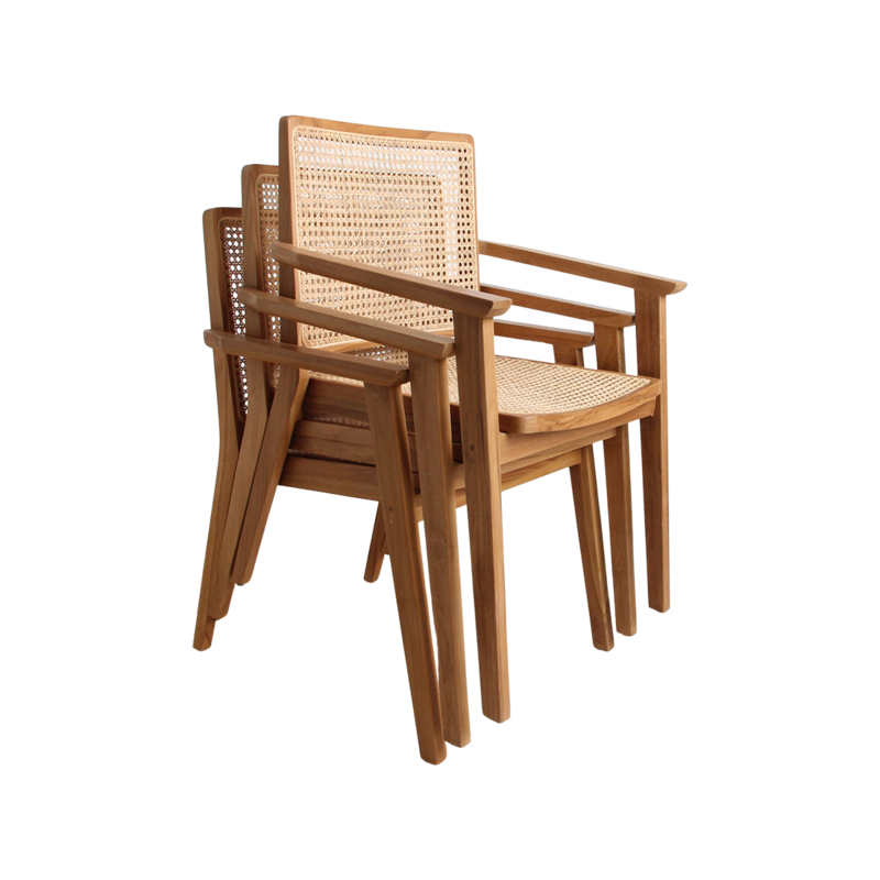 Raw Materials-collectie Nova teak eetkamerstoel met armleuning (set of 2)