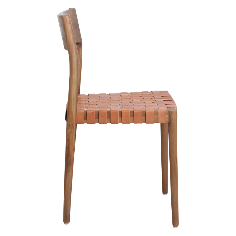 Raw Materials-collectie Freya teak eetkamerstoel met leer - Naturel (set of 2)