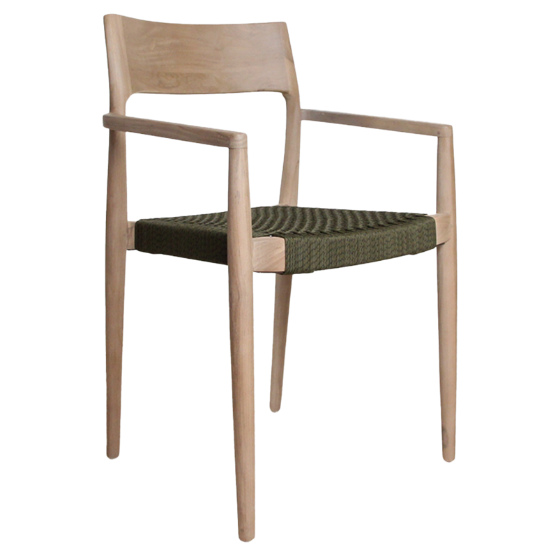 Raw Materials-collectie Freya licht teakhouten tuinstoel met armleuning -Groen (set of 2)