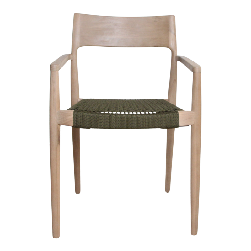 Raw Materials-collectie Freya licht teakhouten tuinstoel met armleuning -Groen (set of 2)