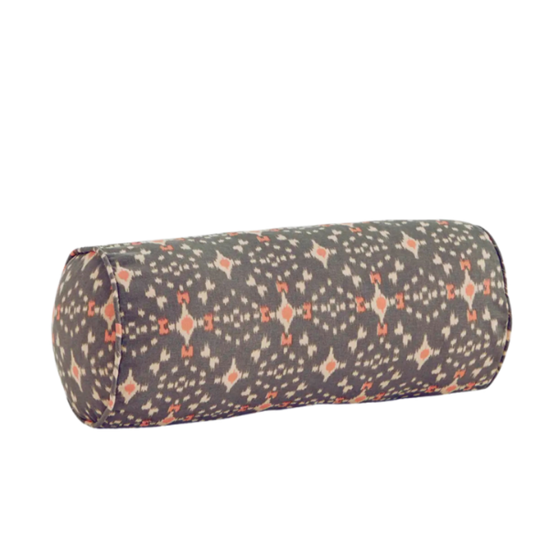 Madam Stoltz-collectie Madam Stoltz Printed bolster cushion Grey, ecru, coral Grey, ecru, coral
