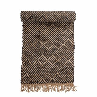 Bloomingville Jute loper Aby zwart/naturel 200x70 cm
