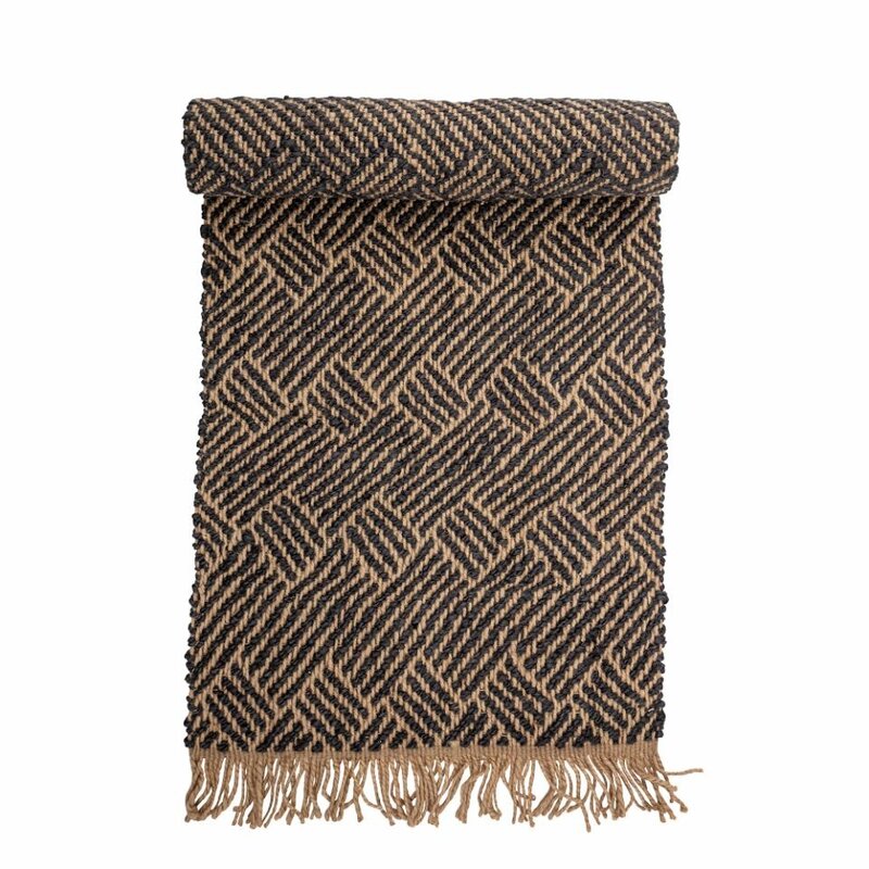 Bloomingville-collectie Jute loper Aby zwart/naturel 200x70 cm