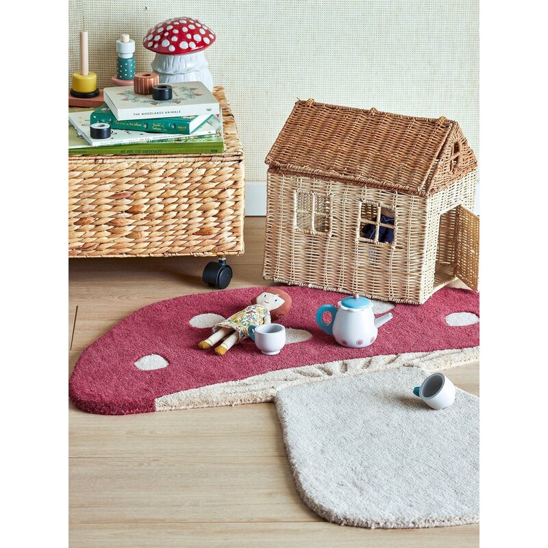 Bloomingville-collectie Paddenstoelenkleed rood wol