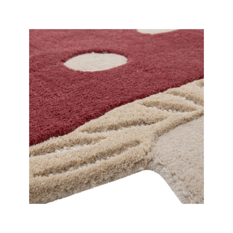 Bloomingville-collectie Paddenstoelenkleed rood wol