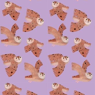Meet Me at the Wall Kinderbehang Owl - Lilac - Aniek Bartels