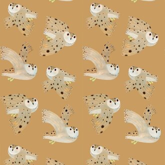 Meet Me at the Wall Kinderbehang Owl - Dusty Yellow - Aniek Bartels