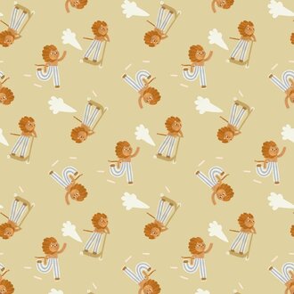 Meet Me at the Wall Kinderbehang Skating Lion - Neutral - Aniek Bartels