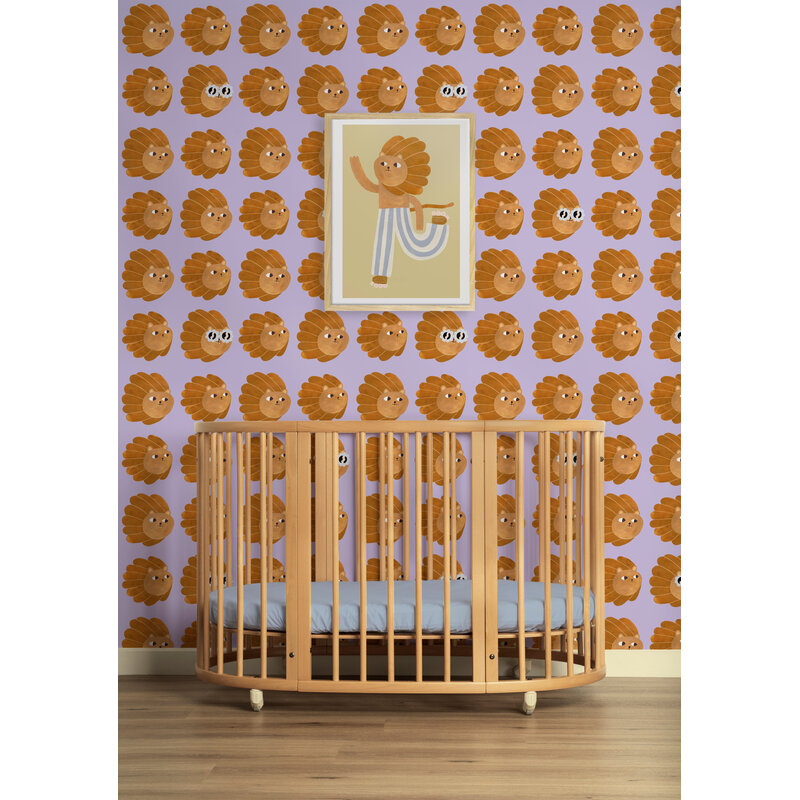 Meet Me at the Wall-collectie Kinderbehang Meet me at the Wall - Lion head - Lilac - Aniek Bartels