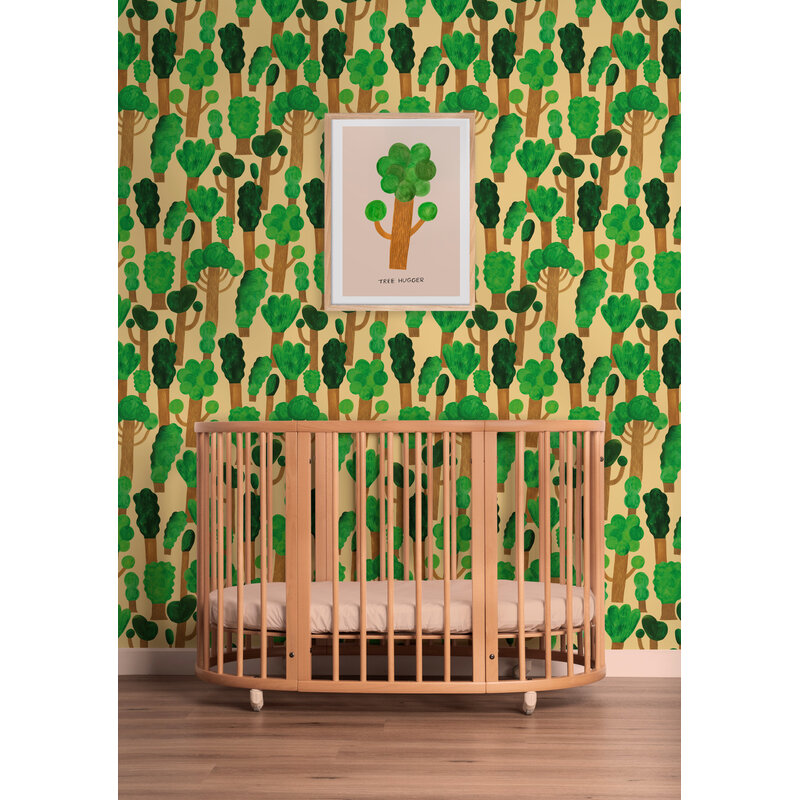 Meet Me at the Wall-collectie Kinderbehang Trees - Butter Yellow - Aniek Bartels