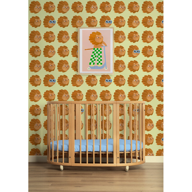 Meet Me at the Wall-collectie Kinderbehang Lion head - Matcha - Aniek Bartels